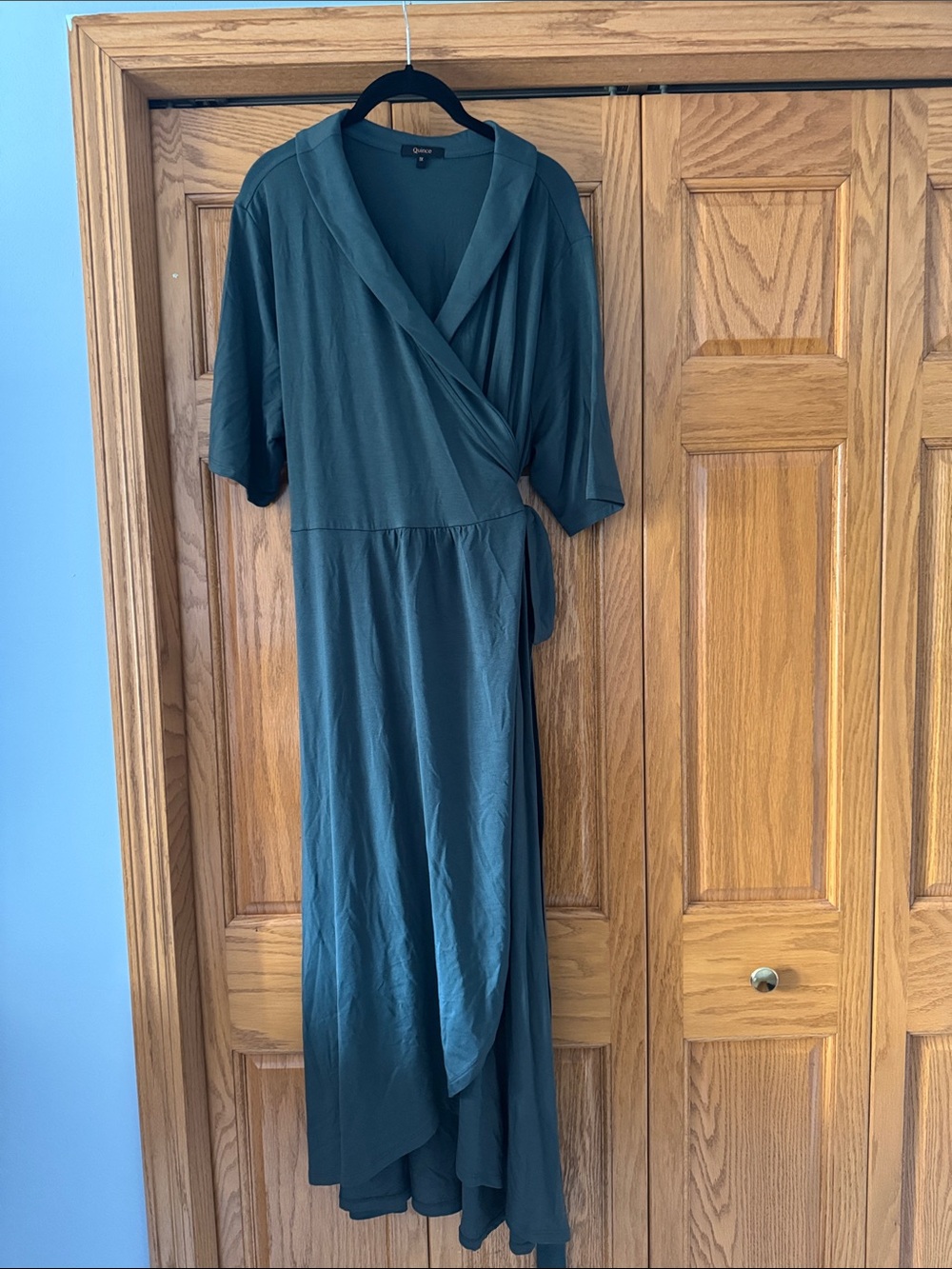 Quince Tencel Jersey Wrap Midi Dress